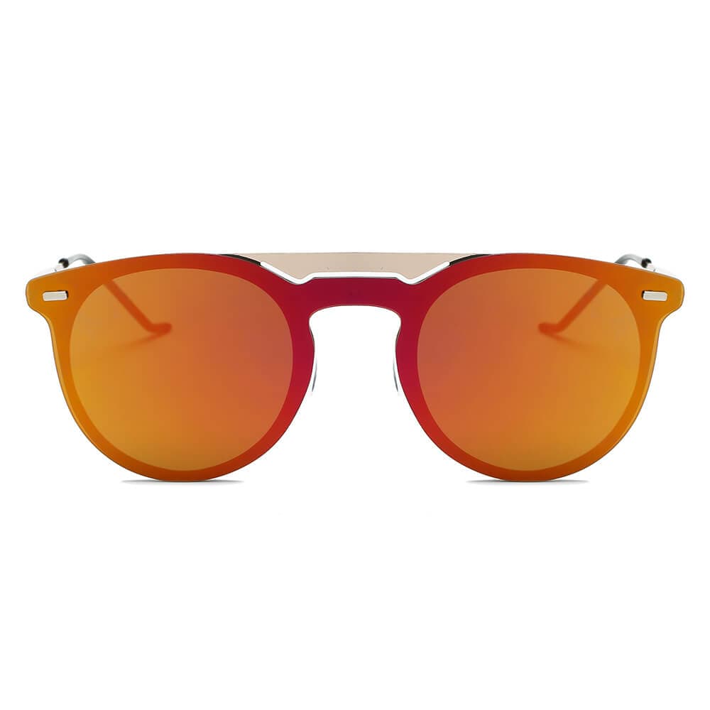 Cramilo Eyewear Sunglasses INDIO | Retro Mirrored Brow-Bar Design Circle Round Fashion Sunglasses