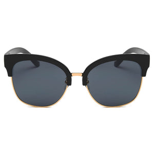 Cramilo Eyewear Sunglasses Jenison - Flat Mirrored Lens Clubmaster Horned Rim Sunglasses