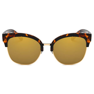Cramilo Eyewear Sunglasses Jenison - Flat Mirrored Lens Clubmaster Horned Rim Sunglasses