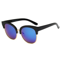 Cramilo Eyewear Sunglasses Jenison - Flat Mirrored Lens Clubmaster Horned Rim Sunglasses