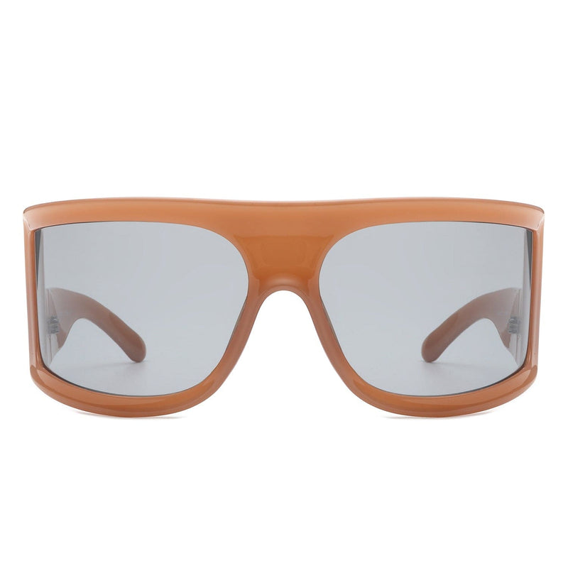 Cramilo Eyewear Sunglasses Kaelin - Oversize Irregular Fashion Square Wrap Around Sunglasses