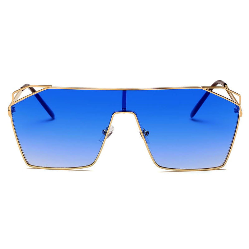 Cramilo Eyewear Sunglasses LAVAL | S2071 - Flat Top Metal Oversize Square Fashion Sunglasses