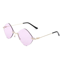 Cramilo Eyewear Sunglasses Lavender Bluewave - Rimless Retro Round Geometric Frameless Tinted Fashion Sunglasses