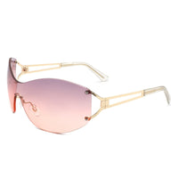 Cramilo Eyewear Sunglasses Lavender Elandor - Women Rimless Oversize Sleek Oval Fashion Sunglasses