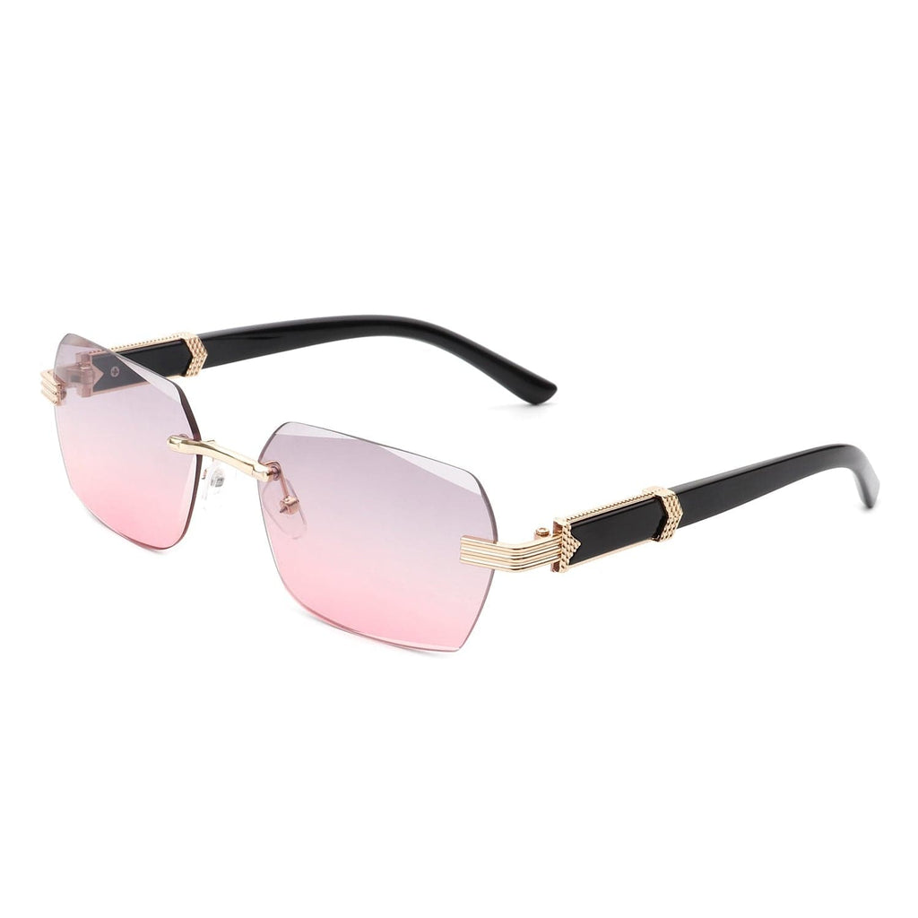 Cramilo Eyewear Sunglasses Lavender Hailstorm - Rectangle Retro Rimless Tinted Frameless Fashion Square Sunglasses
