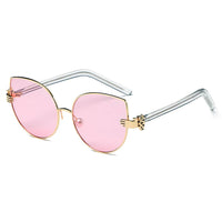 Cramilo Eyewear Sunglasses Light Pink CENTRALIA | Women Metal Frame Cat Eye Hands Classic Sunglasses