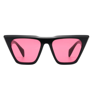 Cramilo Eyewear Sunglasses Lyra - Square Retro Oversize Flat Top Fashion Cat Eye Sunglasses