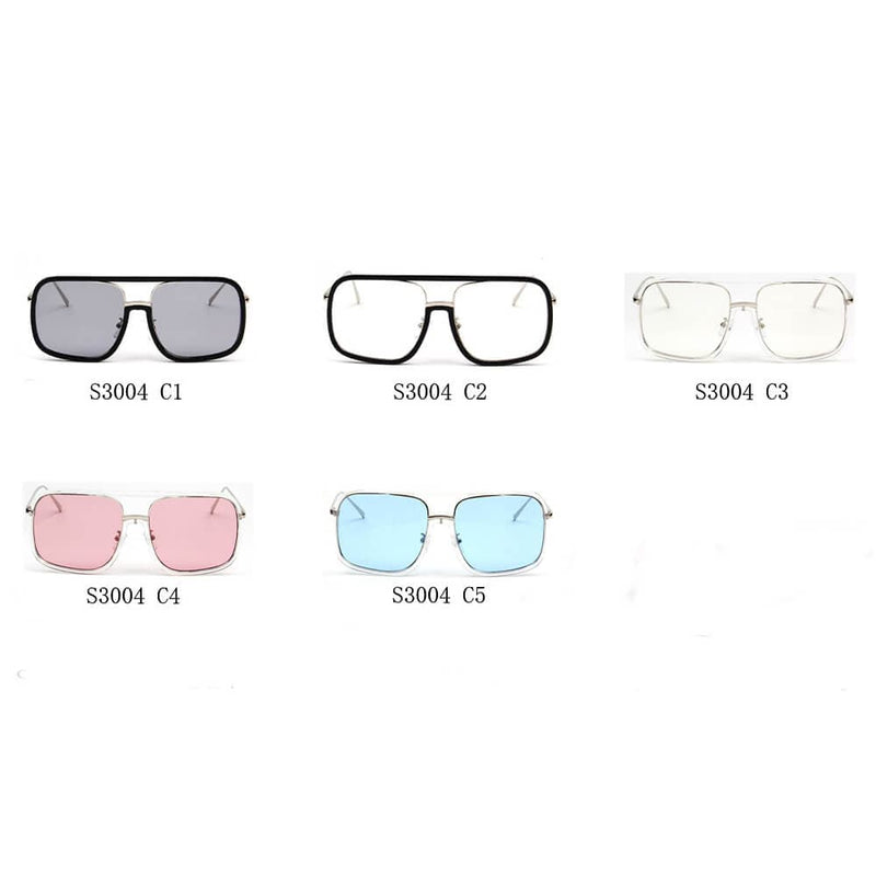 Cramilo Eyewear Sunglasses MAGNA | Oversized Pillowed Square Fashion Rim Aviator Design Sunglasses