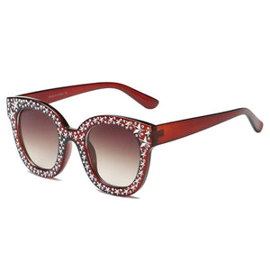 Cramilo Eyewear Sunglasses Maroon DOSWELL | Women Fashion Oversize Round Sunglasses