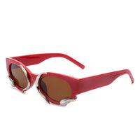 Cramilo Eyewear Sunglasses Maroon Oclary - Women Round Fashion Snake Design Cat Eye Sunglasses