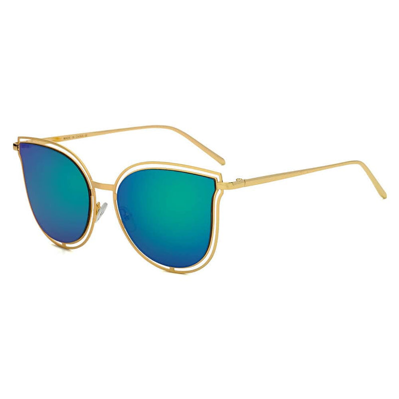 Cramilo Eyewear Sunglasses Mermaid Green DUNDEE | Women Round Cat Eye Fashion Sunglasses