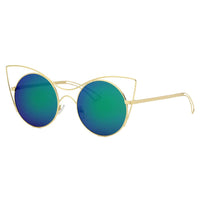 Cramilo Eyewear Sunglasses Mermaid Green GERING | Women Round High Pointed Cat Eye Sunglasses