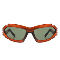 Cramilo Eyewear Sunglasses Moonhaze - Futuristic Rectangle Geometric Chunky Sport Wrap Around Sunglasses