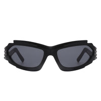 Cramilo Eyewear Sunglasses Moonhaze - Futuristic Rectangle Geometric Chunky Sport Wrap Around Sunglasses