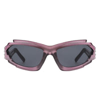 Cramilo Eyewear Sunglasses Moonhaze - Futuristic Rectangle Geometric Chunky Sport Wrap Around Sunglasses