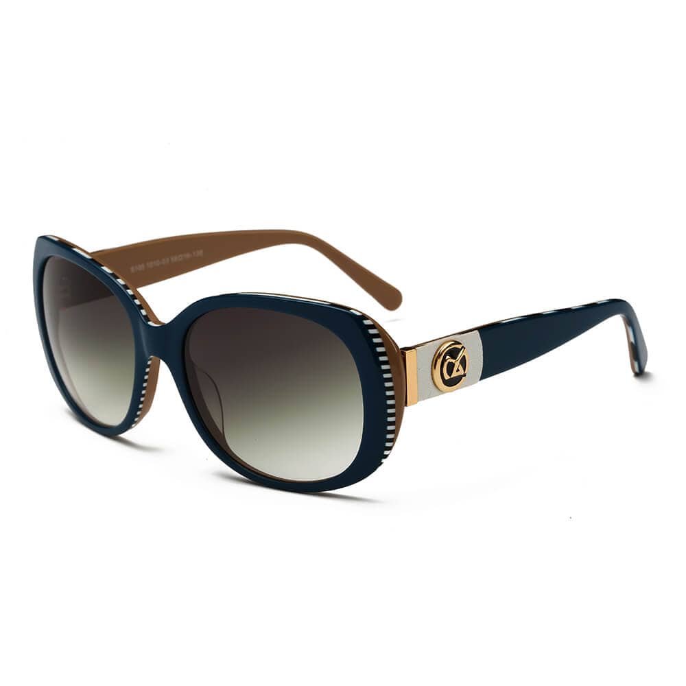 Cramilo Eyewear Sunglasses Navy Blue / Chocolate Frame - Gray Smoke Lens ALBANY | Womens Classic Luxury Butterfly Sunglasses