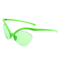 Cramilo Eyewear Sunglasses Neon Green Astrein - Rimless Futuristic Oval Irregular Fashion Cat Eye Sunglasses