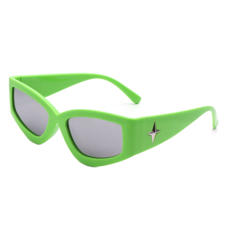 Cramilo Eyewear Sunglasses Neon Green Eonix - Rectangle Geometric Tinted Chunky Square Sunglasses