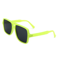 Cramilo Eyewear Sunglasses Neon Green Eris - Flat Top Retro Square Vintage Inspired Aviator Sunglasses