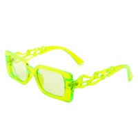 Cramilo Eyewear Sunglasses Neon Green Lirael - Rectangle Retro Irregular Frame Fashion Tinted Square Sunglasses