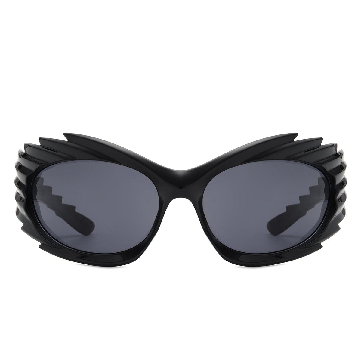 Cramilo Eyewear Sunglasses Nightgle - Rectangle Wrap Around Sport Oval Spike Fashion Sunglasses