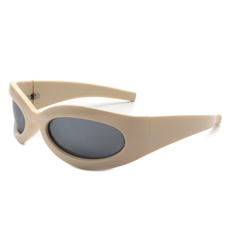 Cramilo Eyewear Sunglasses Nude Albion - Oval Wrap Around Retro Round Fashion Sunglasses