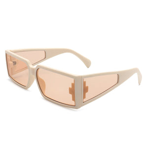 Cramilo Eyewear Sunglasses Nude Daylumin - Rectangle Retro Chunky Square Wrap Around Sunglasses