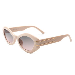 Cramilo Eyewear Sunglasses Nude Elysiant - Geometric Oval Slim Fashion Round Cat Eye Sunglasses