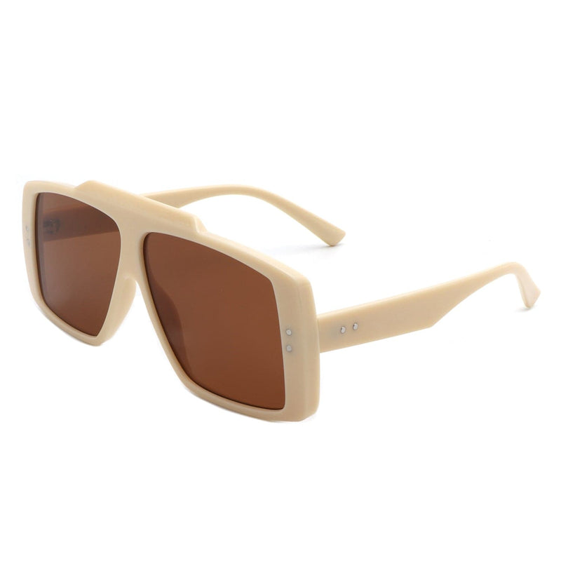 Cramilo Eyewear Sunglasses Nude Halia - Square Retro Flat Top Vintage Inspired Fashion Sunglasses