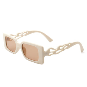 Cramilo Eyewear Sunglasses Nude Lirael - Rectangle Retro Irregular Frame Fashion Tinted Square Sunglasses