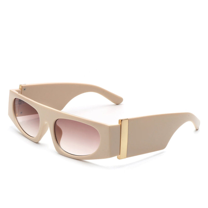 Cramilo Eyewear Sunglasses Nude Starisle - Rectangle Chic Oval Lens Chunky Slim Fashion Sunglasses