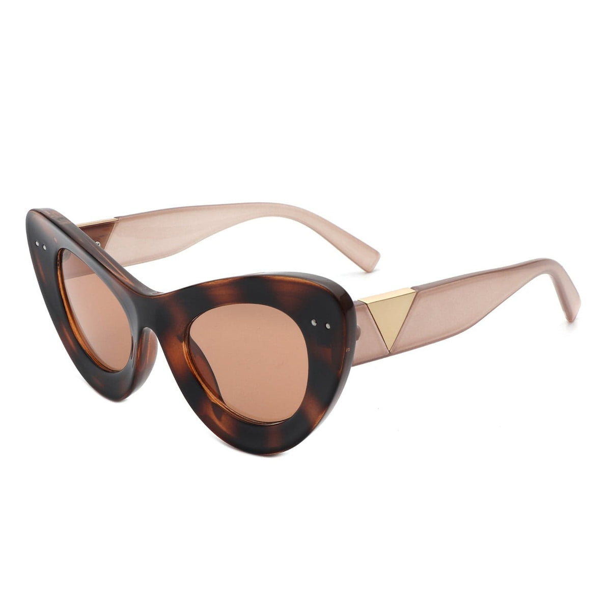 Cramilo Eyewear Sunglasses Nude\Tortoise Luminara - Women Fashion Retro Round Cat Eye Sunglasses