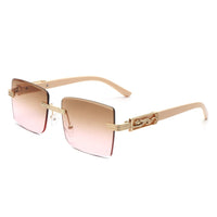 Cramilo Eyewear Sunglasses Nude Tycho - Rimless Square Retro Tinted Fashion Flat Top Sunglasses