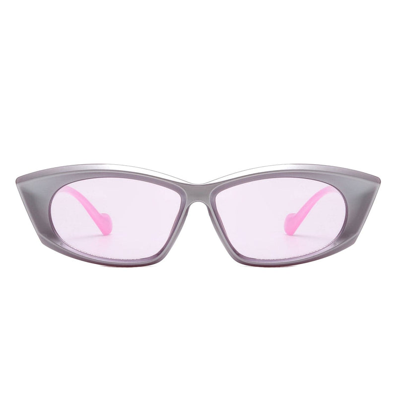 Cramilo Eyewear Sunglasses Nyx - Retro Rectangular Narrow Flat Top Slim Sunglasses