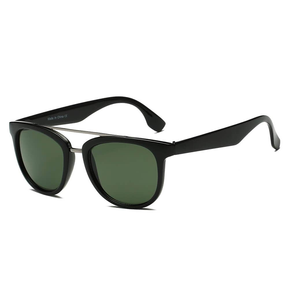 Cramilo Eyewear Sunglasses Olive BENTON | Classic Round Brow-Bar Fashion Sunglasses