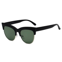 Cramilo Eyewear Sunglasses Olive HENRIETTA | Women Half Frame Round Cat Eye Sunglasses