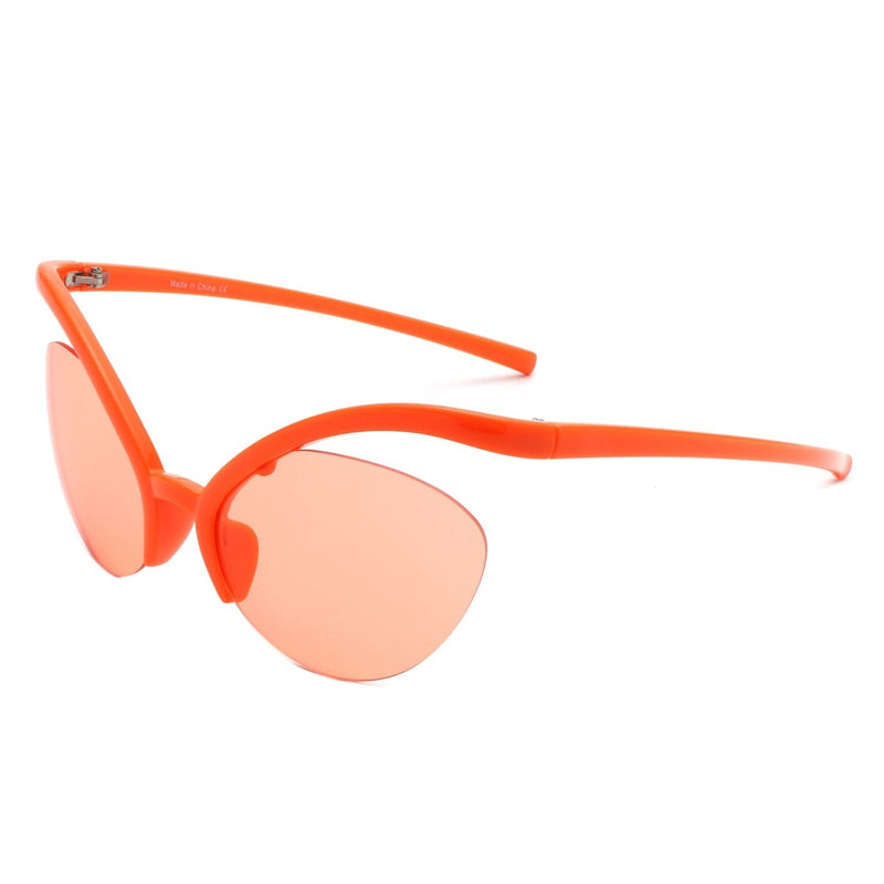 Cramilo Eyewear Sunglasses Orange Astrein - Rimless Futuristic Oval Irregular Fashion Cat Eye Sunglasses