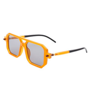 Cramilo Eyewear Sunglasses Orange Bluebird - Retro Square Flat Top Brow-Bar Fashion Sunglasses