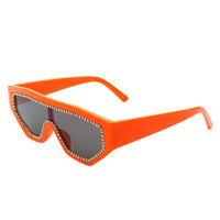 Cramilo Eyewear Sunglasses Orange Goldleaf - Geometric Glitter Square Fashion Women Sunglasses