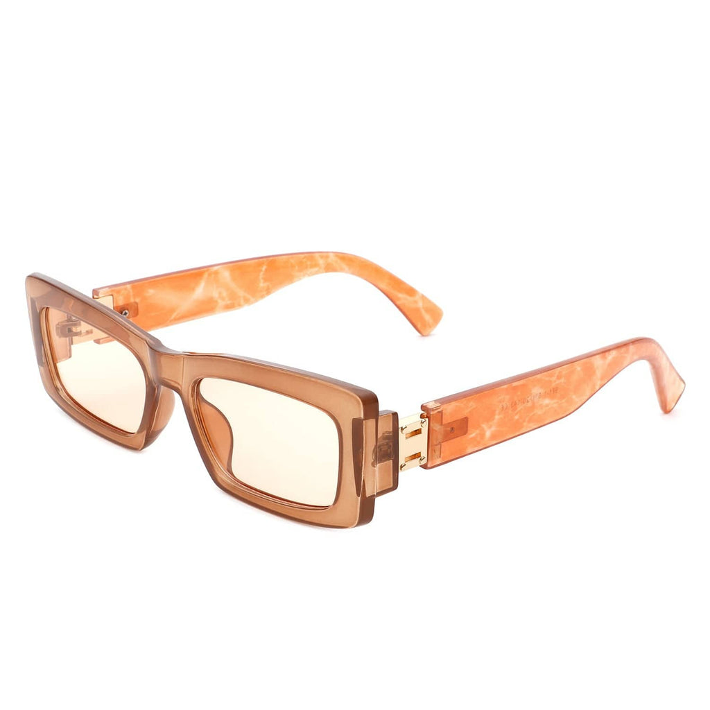 Cramilo Eyewear Sunglasses Orange Illumyne - Retro Narrow Rectangle Flat Top Slim Fashion Sunglasses