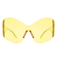 Cramilo Eyewear Sunglasses Oriel - Women Fashion Rimless Oversized Shield Wraparound Sunglasses