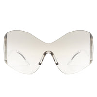 Cramilo Eyewear Sunglasses Oriel - Women Fashion Rimless Oversized Shield Wraparound Sunglasses