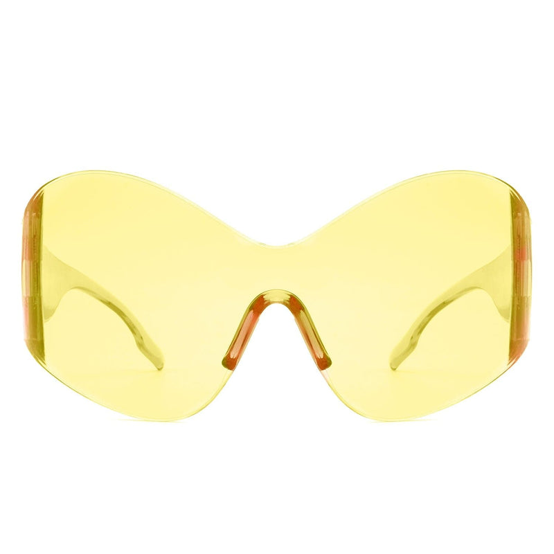 Cramilo Eyewear Sunglasses Oriel - Women Fashion Rimless Oversized Shield Wraparound Sunglasses