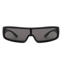 Cramilo Eyewear Sunglasses Orion - Futuristic Wrap Around Fashion Rectangle Shield Sunglasses