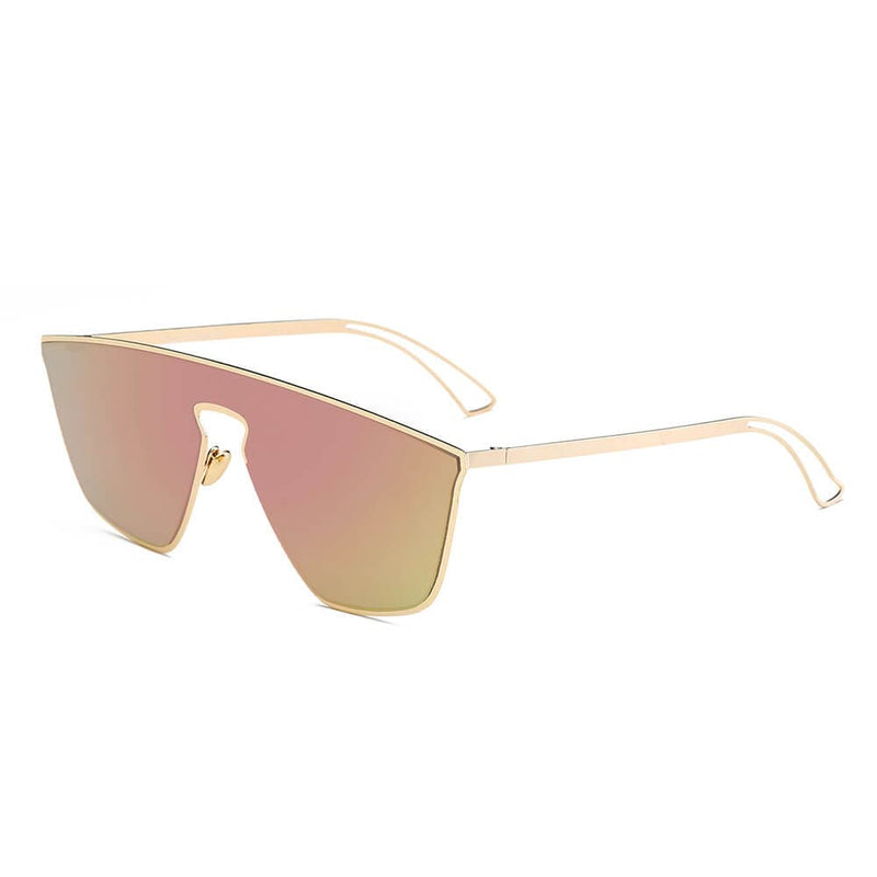 Cramilo Eyewear Sunglasses Peach BEVERLY | Women Square Futuristic Flat Lens Sunglasses