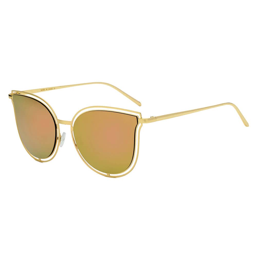 Cramilo Eyewear Sunglasses Peach DUNDEE | Women Round Cat Eye Fashion Sunglasses