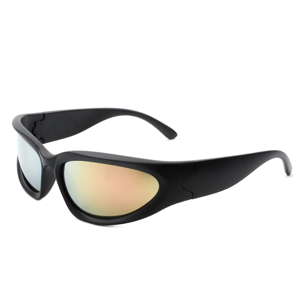 Cramilo Eyewear Sunglasses Peach Starfall - Sporty Rectangle Oval Y2K Wrap Around Unisex Fashion Sunglasses