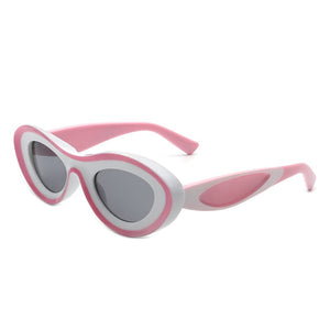 Cramilo Eyewear Sunglasses Pink Alba - Oval Retro Round Tinted Fashion Cat Eye Sunglasses