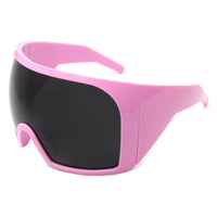Cramilo Eyewear Sunglasses Pink Brynn - Oversize Square Wrap Around Curved Shield Sunglasses