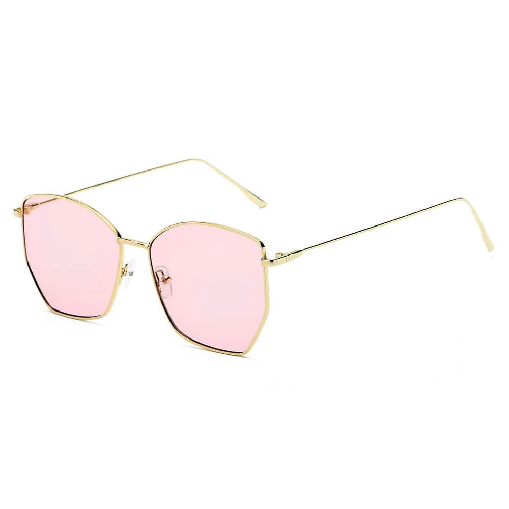 Cramilo Eyewear Sunglasses Pink Cardiff - Women Oversize Geometric Metal Fashion Sunglasses